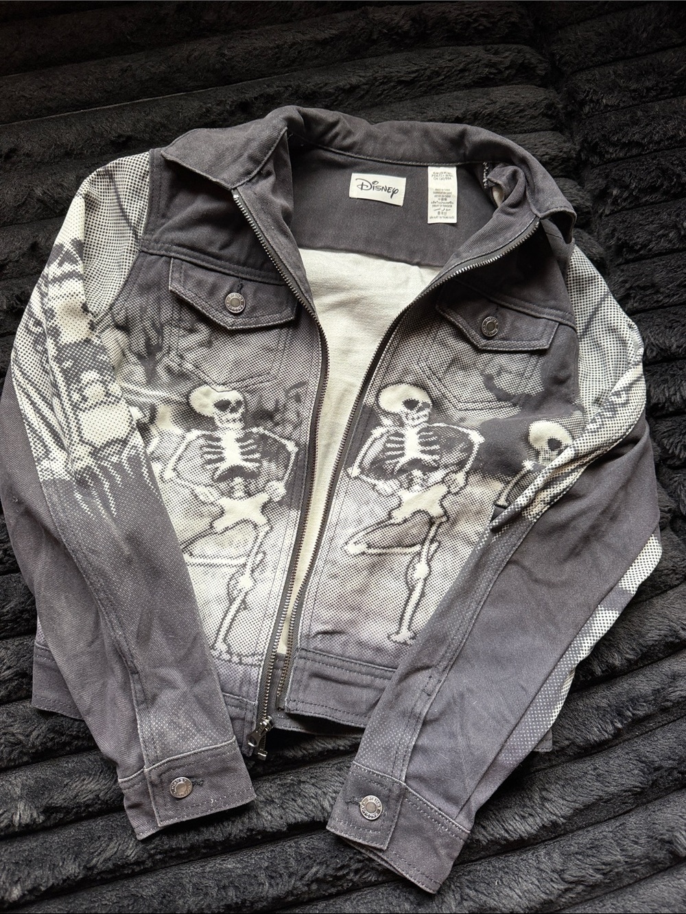 Disney Gray Skeleton Graphic Zip Jacket